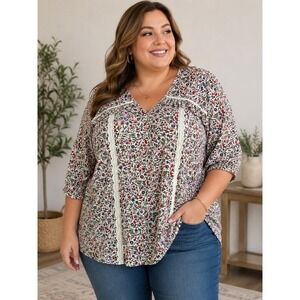 Melloday Floral Knit Top – Size 2X